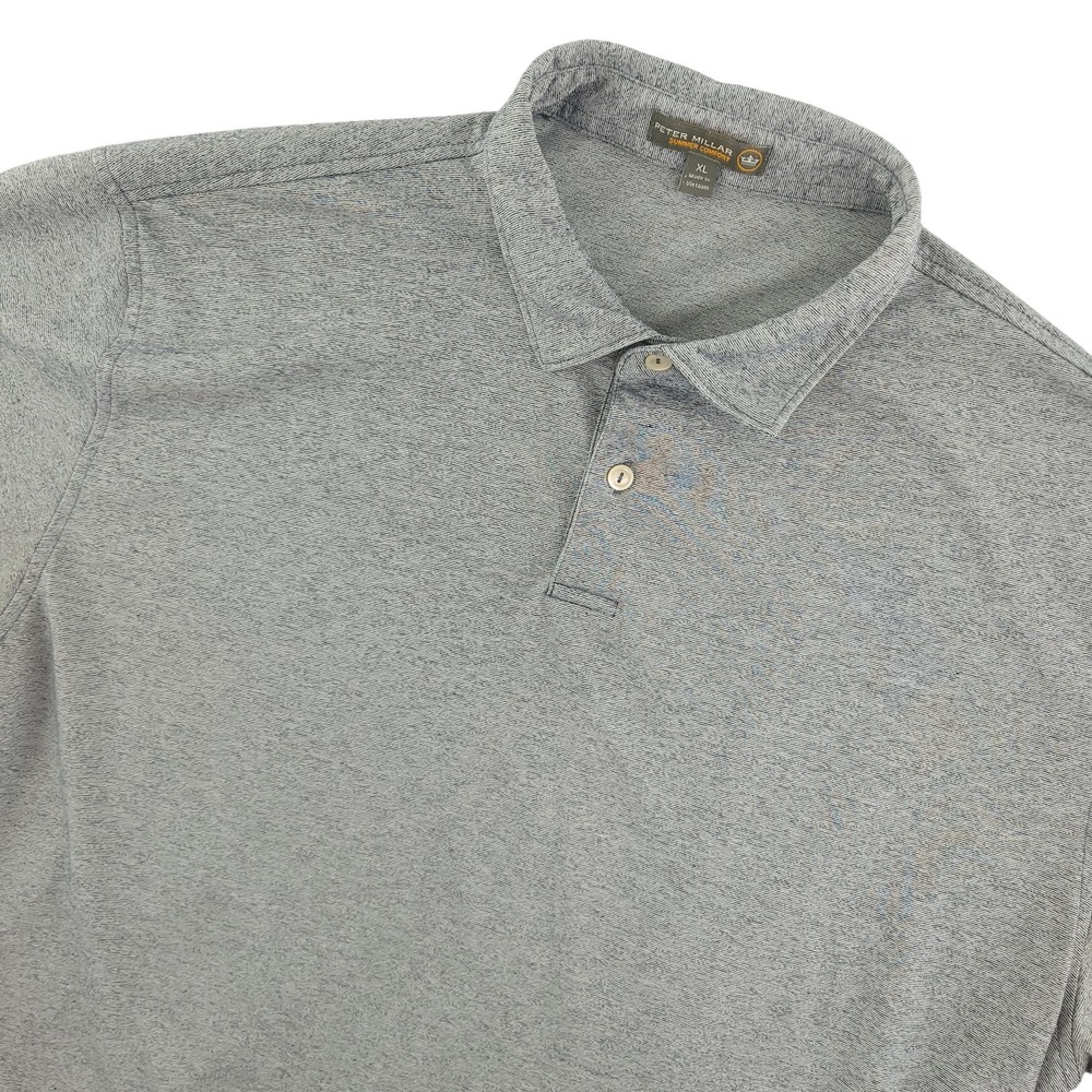 Peter Millar Summer Comfort Polo‎ Shirt Mens XL Gray Solid Golf Performance Top